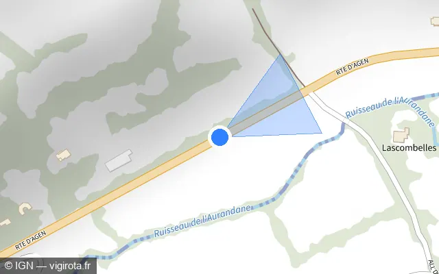 Vue plan de l'emplacement du radar tourelle à Sauvagnas sur Route d'Agen / D 656