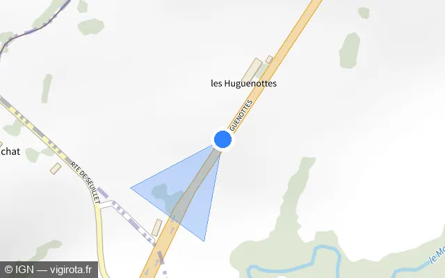 Vue plan de l'emplacement du radar tourelle à Bost sur D 907