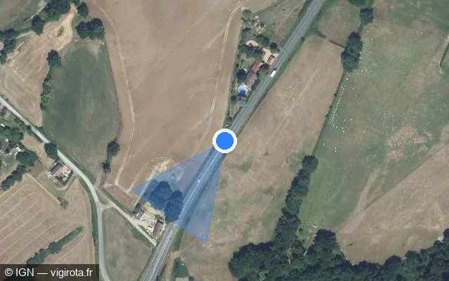 Vue satellite de l'emplacement du radar tourelle à Bost sur D 907