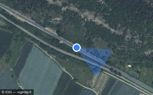 Vue satellite de l'emplacement du radar tourelle à Saléon sur D 1075 / E 712