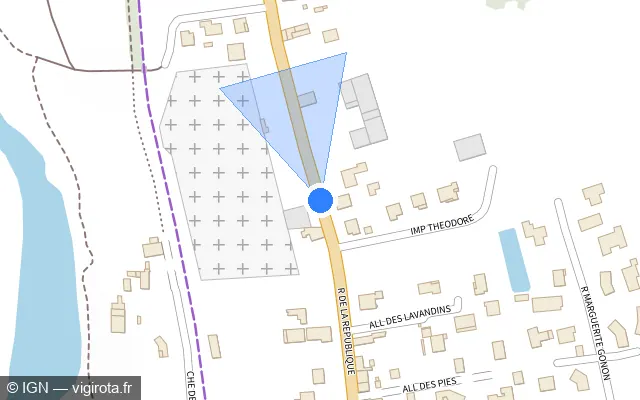Vue plan de l'emplacement du radar tourelle à Pouilly-sous-Charlieu sur Rue de la République / D 482