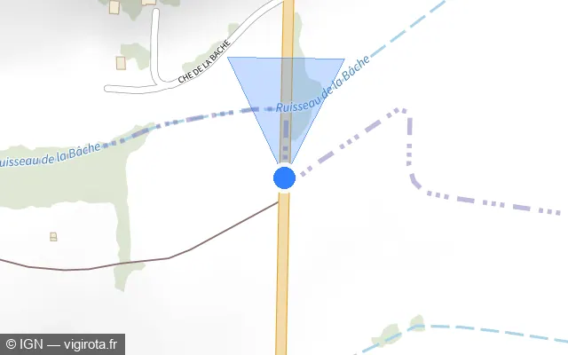 Vue plan de l'emplacement du radar tourelle à Boucagnères sur D 929