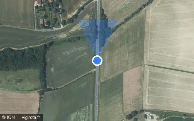 Vue satellite de l'emplacement du radar tourelle à Boucagnères sur D 929