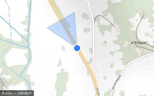 Vue plan de l'emplacement du radar tourelle à Camburat sur D 840