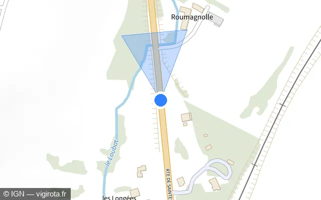 Vue plan de l'emplacement du radar tourelle à Saint-Jean-d'Angély sur Route de Saintes / D 150