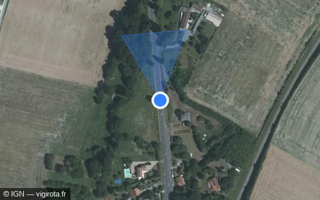 Vue satellite de l'emplacement du radar tourelle à Saint-Jean-d'Angély sur Route de Saintes / D 150