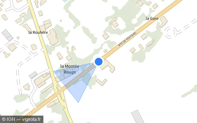 Vue plan de l'emplacement du radar tourelle à Chey sur Route de Poitiers / D 950
