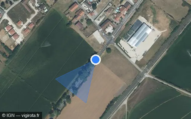 Vue satellite de l'emplacement du radar tourelle à Pérouges sur Route de Lyon / D 1084