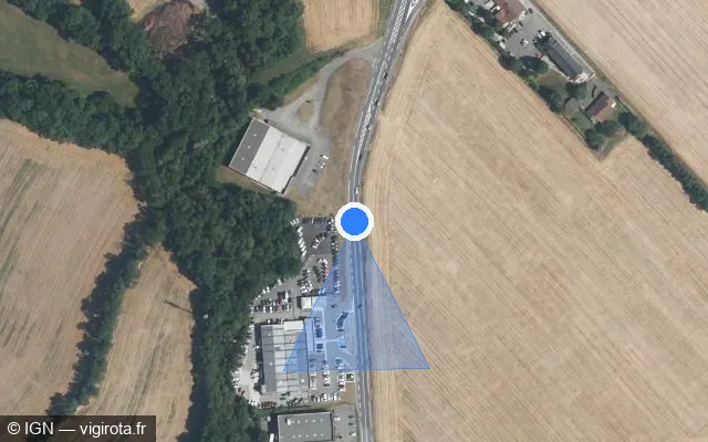 Vue satellite de l'emplacement du radar tourelle à Ségny sur Route de Genève / D 1005