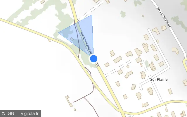 Vue plan de l'emplacement du radar tourelle à Briord sur Route des Granges / D 19