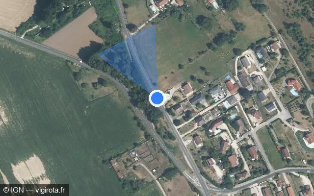 Vue satellite de l'emplacement du radar tourelle à Briord sur Route des Granges / D 19