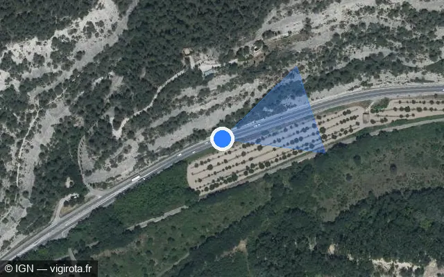 Vue satellite de l'emplacement du radar tourelle à Beaumettes sur D 900