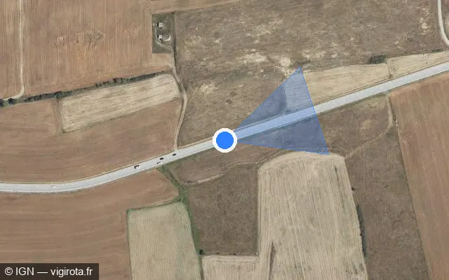 Vue satellite de l'emplacement du radar tourelle à Bourg-Madame sur D 66