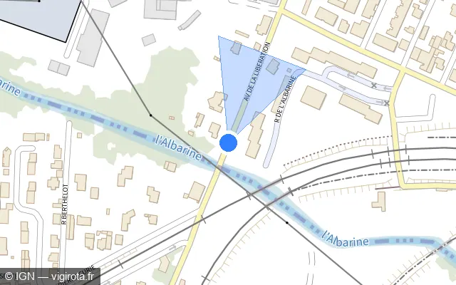 Vue plan de l'emplacement du radar tourelle à Saint-Denis-en-Bugey sur Avenue de la Libération / D 5