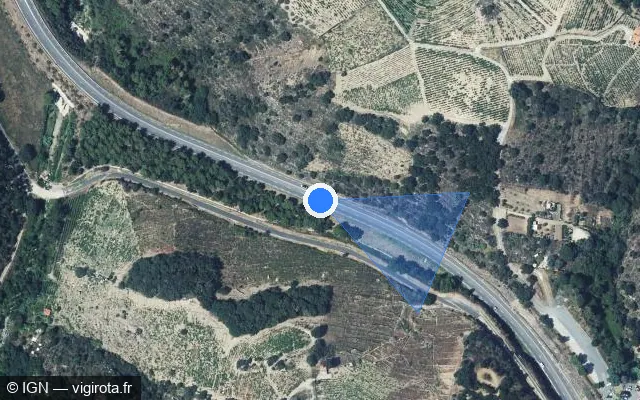Vue satellite de l'emplacement du radar tourelle à Collioure sur D 914