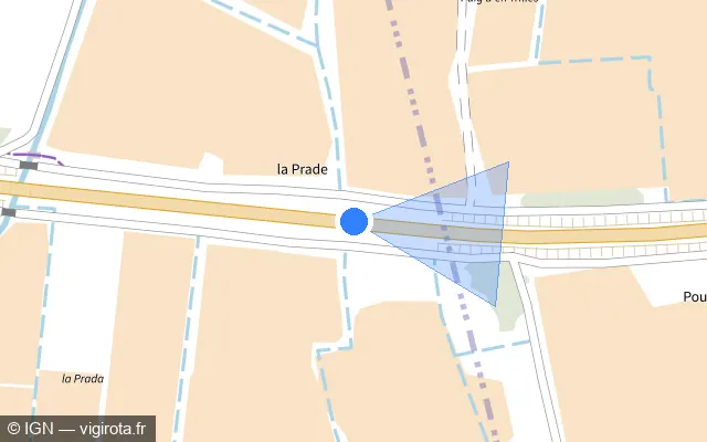 Vue plan de l'emplacement du radar tourelle à Saint-Génis-des-Fontaines sur D 618