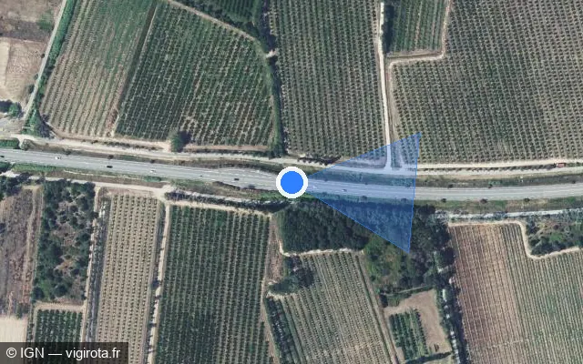 Vue satellite de l'emplacement du radar tourelle à Saint-Génis-des-Fontaines sur D 618