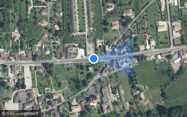 Vue satellite de l'emplacement du radar tourelle à Lamothe-Montravel sur Route de Bergerac / D 936