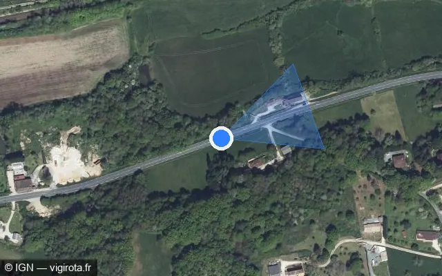 Vue satellite de l'emplacement du radar tourelle à Saint-Crépin-d'Auberoche sur Route des Cordonniers / D 6089