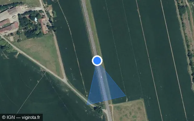 Vue satellite de l'emplacement du radar tourelle à Nouilhan sur Route de Maubourguet / D 935
