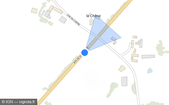 Vue plan de l'emplacement du radar tourelle à Villeneuve sur D 936