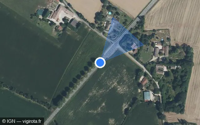 Vue satellite de l'emplacement du radar tourelle à Villeneuve sur D 936