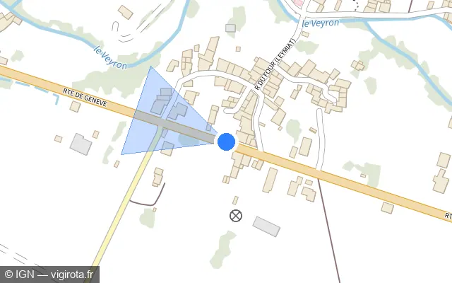 Vue plan de l'emplacement du radar tourelle à Mérignat sur Route de Genève / D 1084