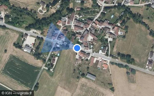 Vue satellite de l'emplacement du radar tourelle à Mérignat sur Route de Genève / D 1084