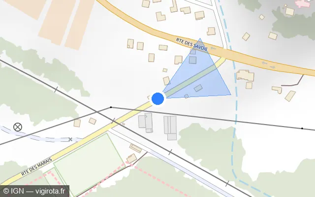 Vue plan de l'emplacement du radar tourelle à Culoz-Béon sur Route des Marais / D 37
