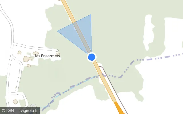 Vue plan de l'emplacement du radar tourelle à Machilly sur Route de Machilly / D 1206