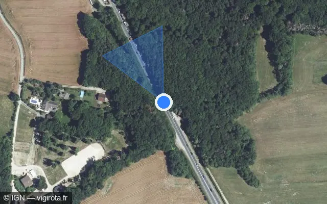 Vue satellite de l'emplacement du radar tourelle à Machilly sur Route de Machilly / D 1206