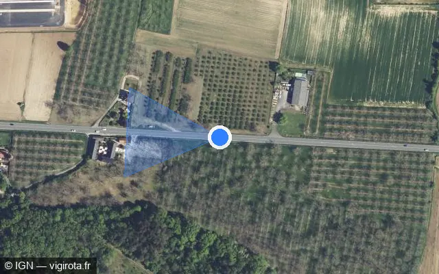 Vue satellite de l'emplacement du radar tourelle à Terrasson-Lavilledieu sur Avenue des Jardins / D 6089