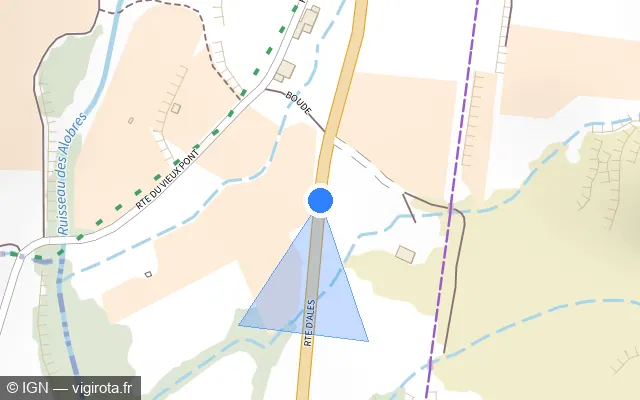 Vue plan de l'emplacement du radar tourelle à Uzer sur Route d'Alès / D 104