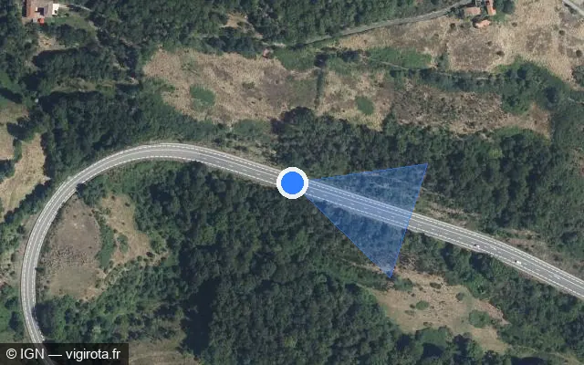 Vue satellite de l'emplacement du radar tourelle à Saint-Martin-en-Haut sur D 311