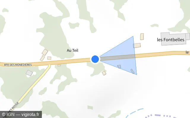Vue plan de l'emplacement du radar tourelle à Saint-Jal sur Route des Monédières / D 1120