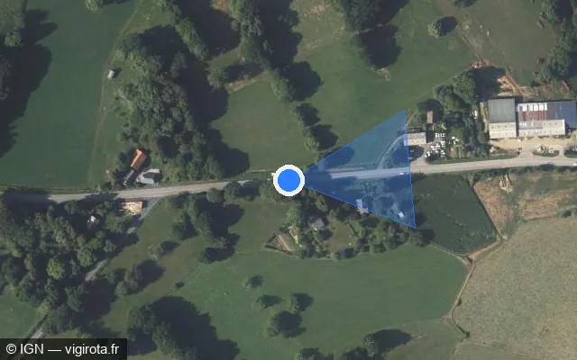 Vue satellite de l'emplacement du radar tourelle à Saint-Jal sur Route des Monédières / D 1120