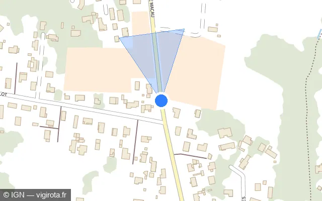 Vue plan de l'emplacement du radar tourelle à Parempuyre sur Rue de Macau