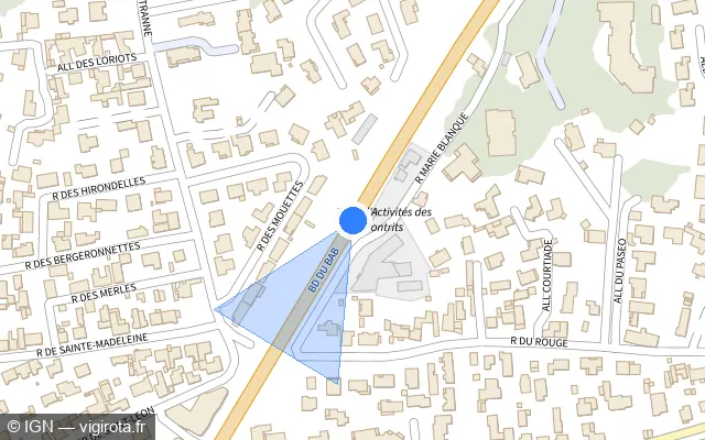Vue plan de l'emplacement du radar tourelle à Anglet sur Boulevard du BAB