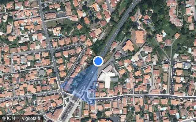 Vue satellite de l'emplacement du radar tourelle à Anglet sur Boulevard du BAB