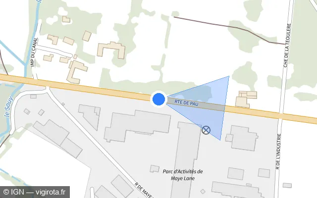 Vue plan de l'emplacement du radar tourelle à Ibos sur Route de Pau / D 817