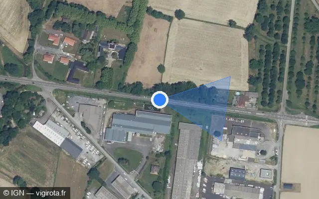 Vue satellite de l'emplacement du radar tourelle à Ibos sur Route de Pau / D 817