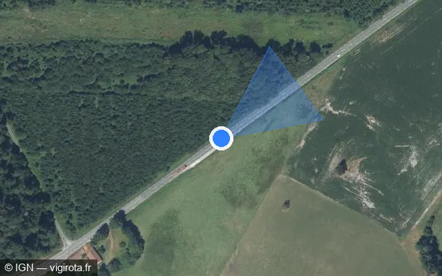 Vue satellite de l'emplacement du radar tourelle à Mansat-la-Courrière sur D 941