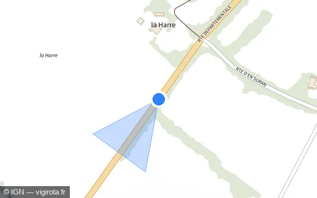 Vue plan de l'emplacement du radar tourelle à Cazaux-Savès sur Route de Lombez / D 634