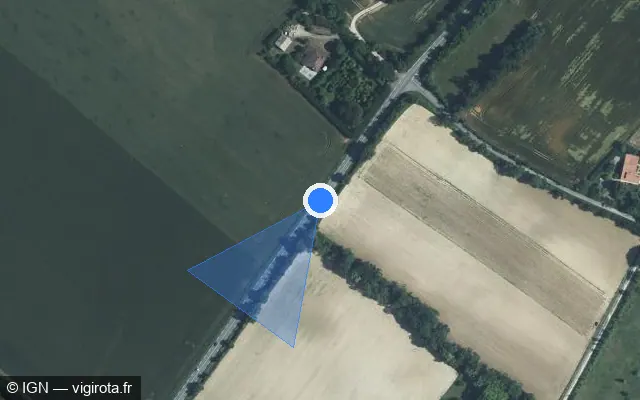 Vue satellite de l'emplacement du radar tourelle à Cazaux-Savès sur Route de Lombez / D 634