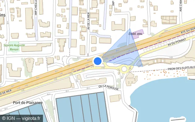 Vue plan de l'emplacement du radar tourelle à Cagnes-sur-Mer sur Route du Bord-de-Mer / M 6098