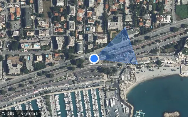 Vue satellite de l'emplacement du radar tourelle à Cagnes-sur-Mer sur Route du Bord-de-Mer / M 6098