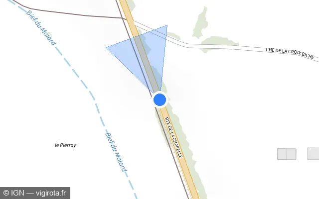 Vue plan de l'emplacement du radar tourelle à Saint-Martin-du-Mont sur D 1075