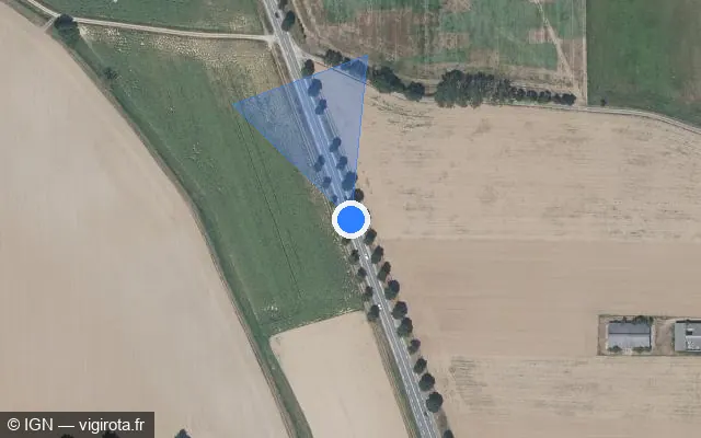 Vue satellite de l'emplacement du radar tourelle à Saint-Martin-du-Mont sur D 1075
