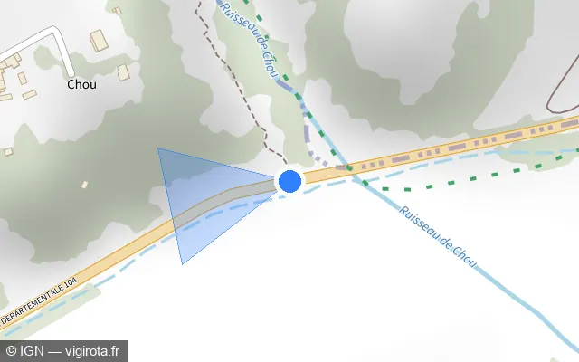 Vue plan de l'emplacement du radar tourelle à Coux sur Route Departementale 104 / D 104