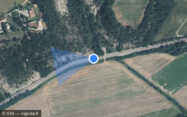 Vue satellite de l'emplacement du radar tourelle à Coux sur Route Departementale 104 / D 104